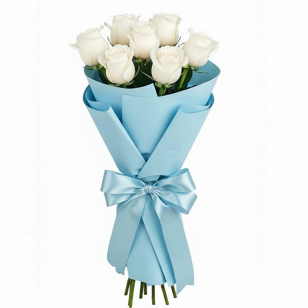 Букет 7 белых роз Проуд в Сиверском