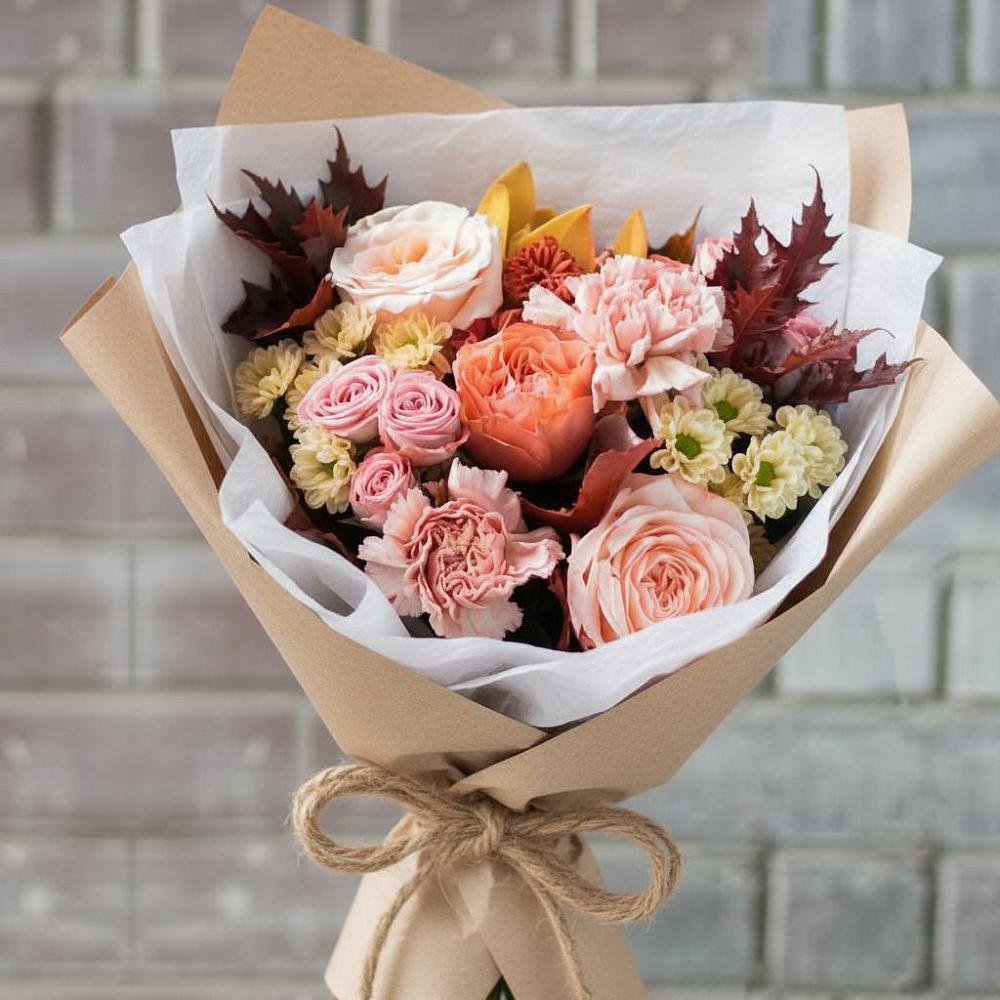 Букет цветов из: Гвоздики, Хризантемы и Розы в Сиверском