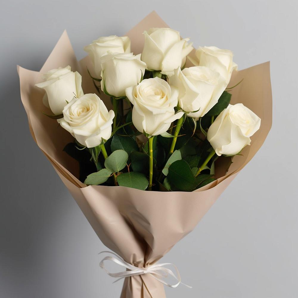 Букет 9 Белых роз Эдлесс Лав в Сиверском