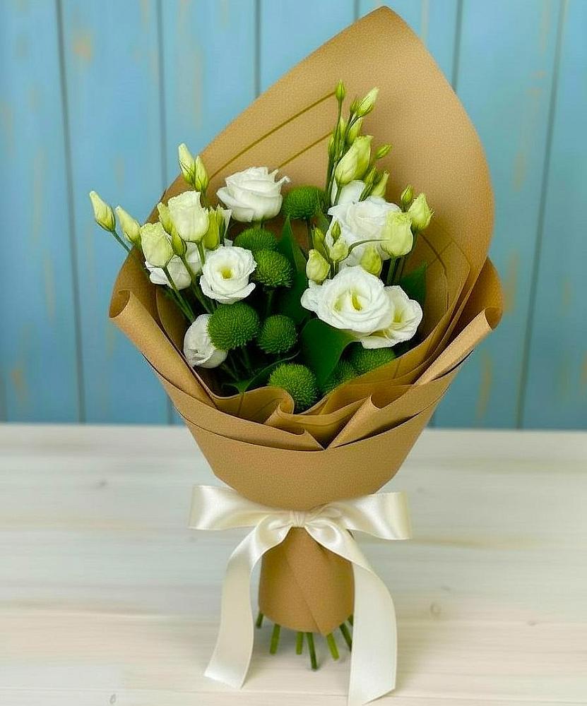 Букет цветов из: Хризантемы и Лизиантусы в Сиверском