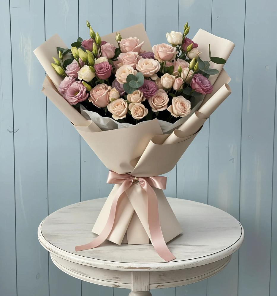 Букет цветов из: Розы и Лизиантусы в Сиверском