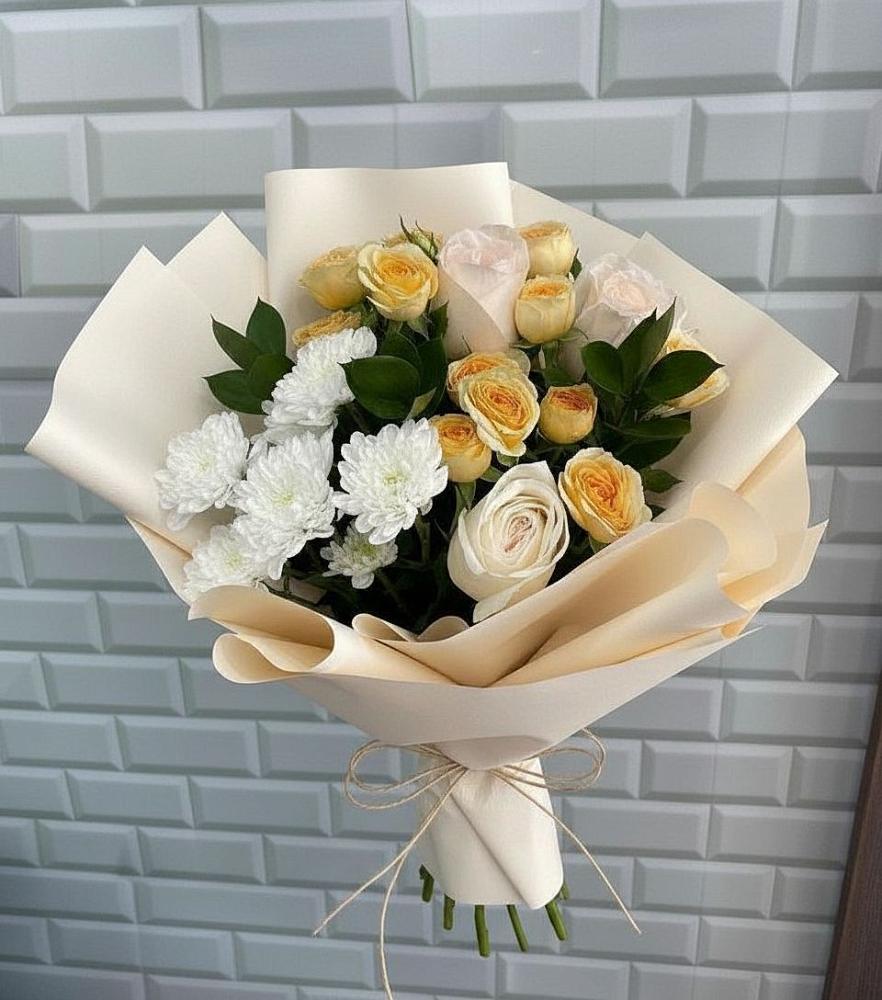 Букет цветов из: Розы и Хризантемы в Сиверском
