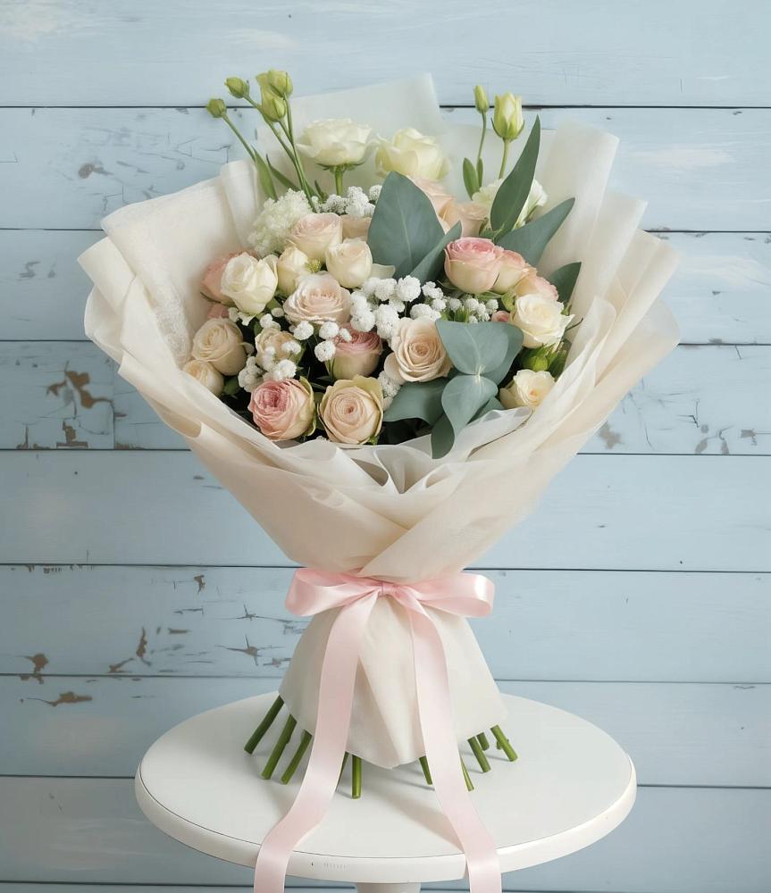 Букет цветов из: Розы и Лизиантусы в Сиверском