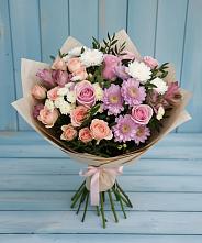 Букет цветов из:  Хризантемы, Розы и Альстромерии #REPLACE_PRED# Сиверском