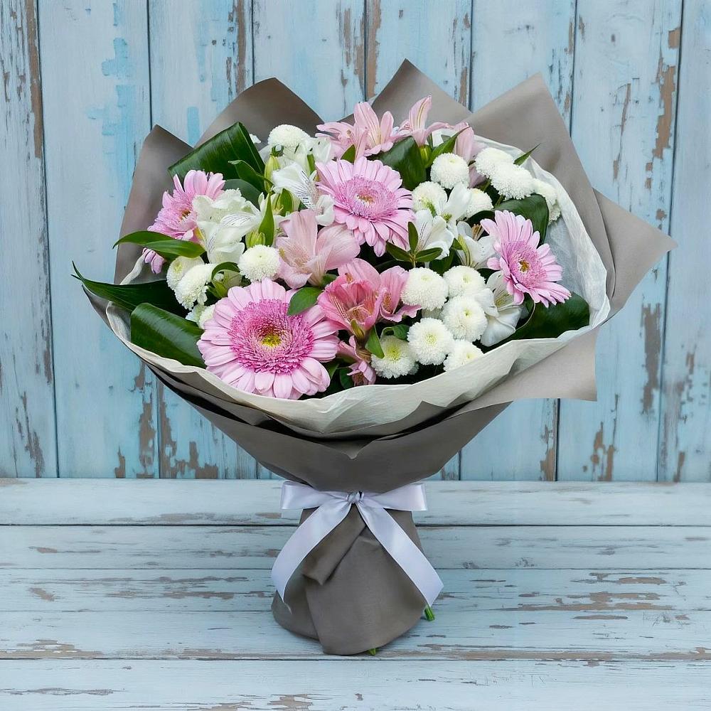 Букет цветов из: Герберы, Альстромерии и Хризантемы в Сиверском