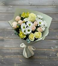 Букет цветов из:  Альстромерии, Розы и Хризантемы в Сиверском