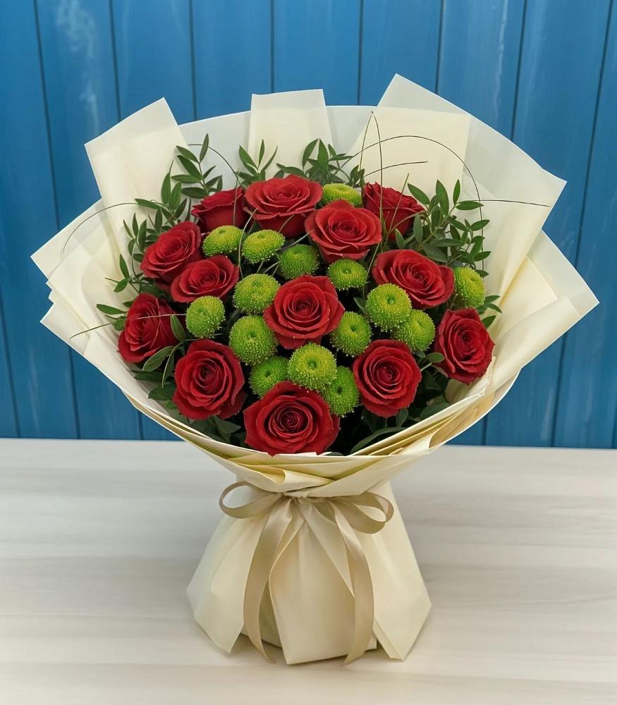 Букет цветов из: Розы и Хризантемы в Сиверском