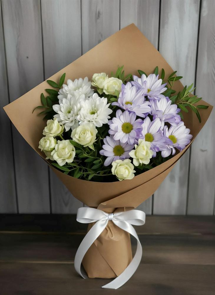 Букет цветов из: Хризантемы и Розы в Сиверском